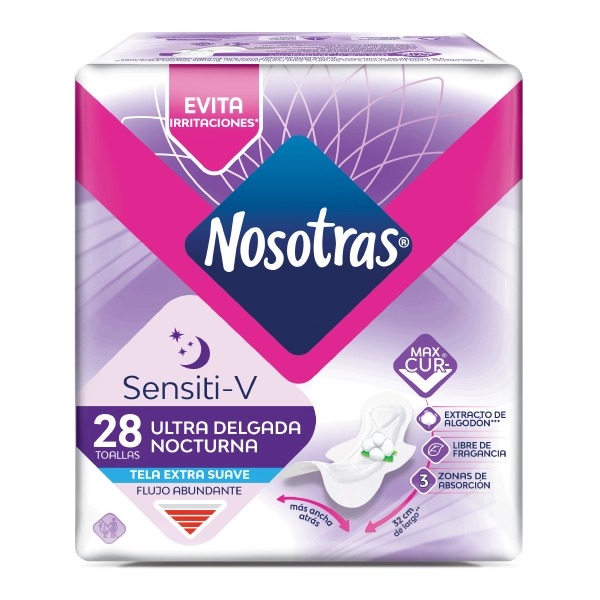 Toallas Nosotras Buenas Noches Ultra Delgada Sensiti-V